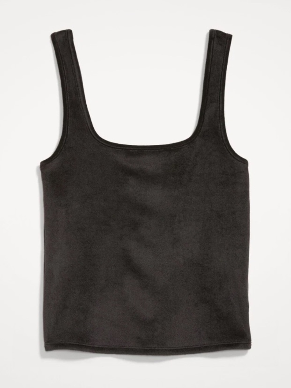 Black Cropped Tank Top Loungewear Velvet Square Neck Pajama Cozy Size L - Picture 3 of 8